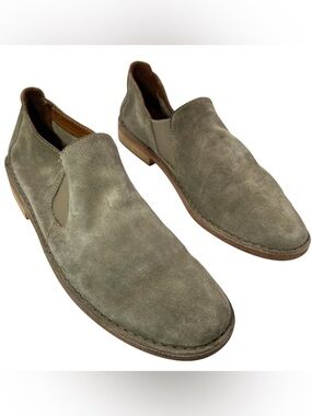 Vince Mia Suede Slip On Booties Olive Flat Ankle Shoes Italy Size 9 leather 40